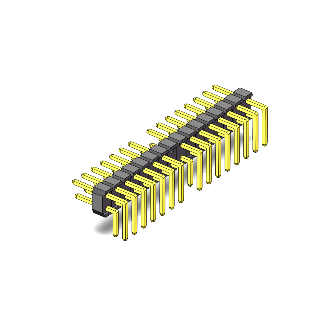 PH2005 排针连接器 Pitch 2.00mm 90° 双排 单塑排针弯凹槽 PC2.8 空第17P